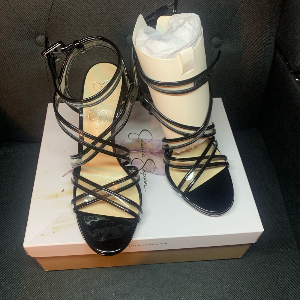 Jessica Simpson JS-Kendele2 patent black strapped 8.5